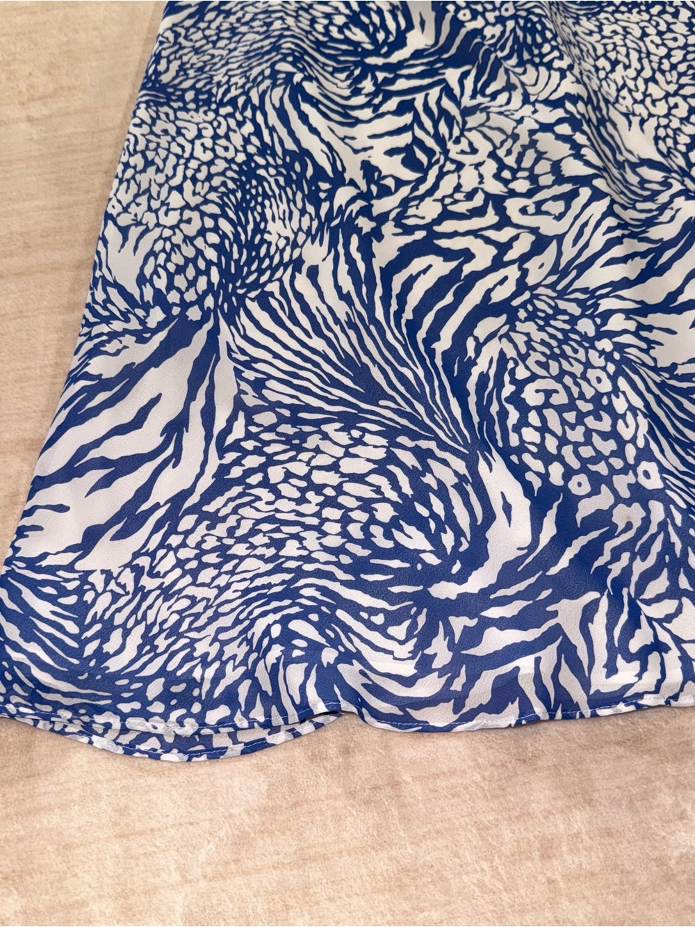 Blue & White Printed Midi Skirt — Flowy A-Line - Picture 3 of 11